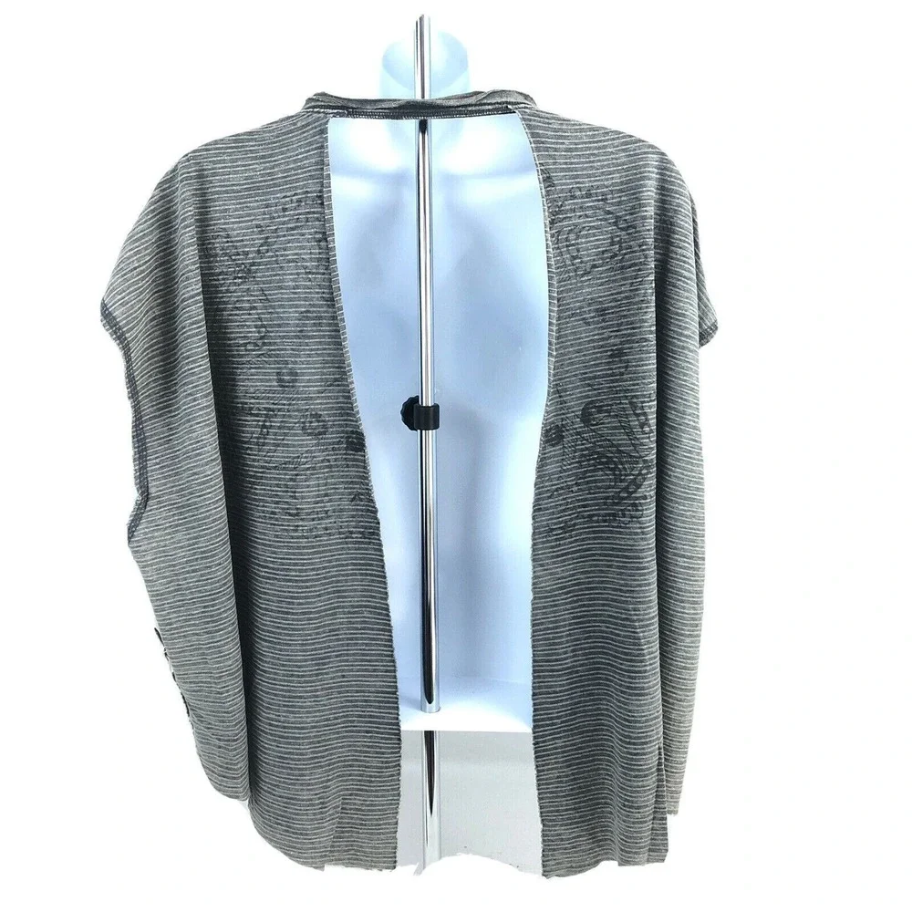 Free‎ People Movement Break Up Graphic Tee Open Back Slate Gray Size Small NWT